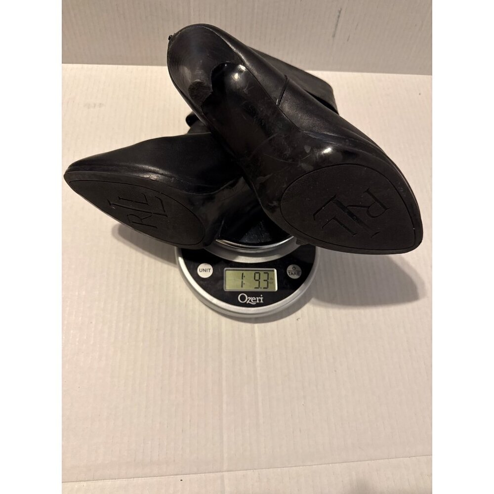 Lauren Ralph Lauren Leola Black Leather Ankle boots Fold-over cuff Size 10B - Picture 11 of 11